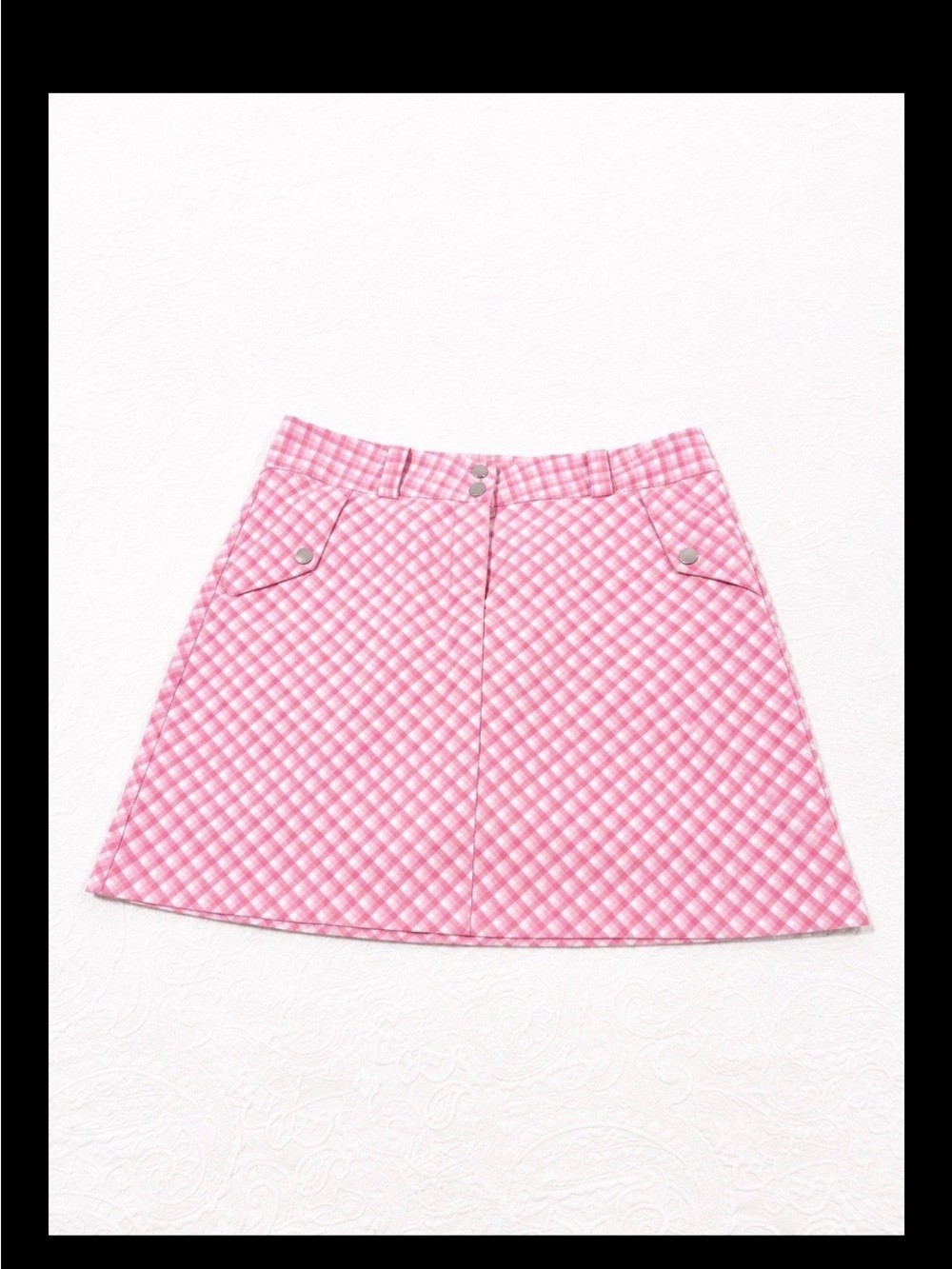 EUC Nike Golf Dri-Fit Skort Skirt Womens Sz 10 Pink White Plaid Pockets Stretch